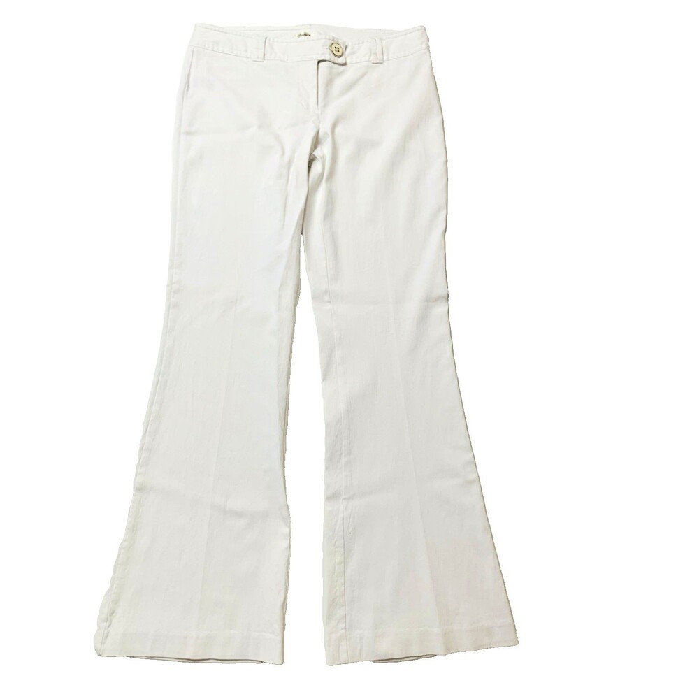 Studio Y Womens White Pants Stretch Flared Size 5/6